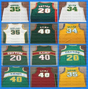 2023 Maglia da basket retrò Kevin Durant Gary Payton Shawn Kemp Team USA Verde Rosso Bianco Nero Taglia S-XXL