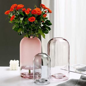 Vases European Style Simple Vase Creative INS Glass Flower Living Room Dining Table Home Decoration Transparent Flower Crafts Vases P230411