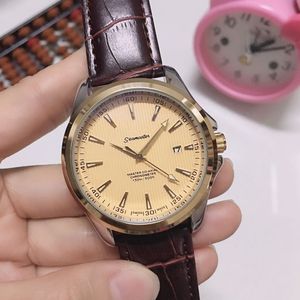 Omeg Wristwatches for Men 2023 Novos relógios masculinos 42mm Três pontos de relógio mecânico automático Top Luxury Brand Leather Strap Men Fashion Montre de Luxe