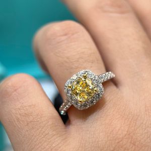 2023 Luxus Designer Ring für Männer Mode Moissanite Ring New Yellow Diamond Rings Schmuck 925 Sterling Silber mit Diamanten Geschenken eingelegt