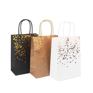 2Pcs Shopping Bags Gift Gold Foil Thank You Brown Paper With Handles For Wedding Birthday Baby Shower Party Favors Wrap291x