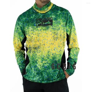 Jackets de caça homens mascaram a camisa de pesca de manga longa ao ar livre de roupas UV de roupas de capuz upf upf equipamento solar pelagic camisa de peca respirável Camisa de Pesca