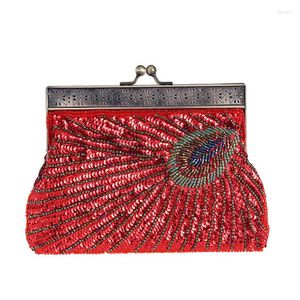 Evening Bags Luxury Sequin Women Bag 2023 Vintage Beaded Embroidered Shoulder Fashion Clutch