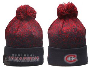 Geins canadenses Montreal Cap Wool Sport Warm Knit Hat Hockey North American Team listrado listrado EUA College Cuffed pom Hats Men Women A0