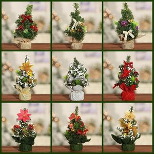 Decorazioni natalizie 22 cm Mini albero di Natale artificiale da tavolo Festival camera in miniatura ornamenti da tavolo anno 2 pz/lotto