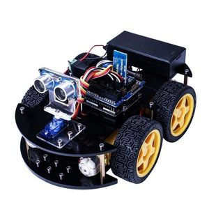 Freeshipping Smart Robot Car Kit för R3 med Ultrasonic Sensor / Etooth -modul / fjärr- och handledning CD CBNKO