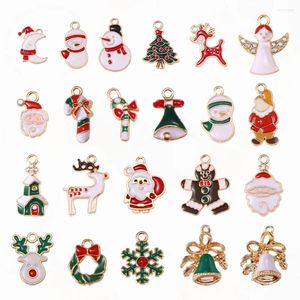 Charms 10Pcs Enamel Christmas Alloy Elk Snowman Angel Pendants For Jewelry Making Necklace Earrings DIY Decor Bracelet Hat