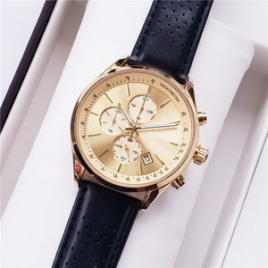 Luxury Designer Automatyczna zegarek kwarcowy Mens Auto Tachymeter Wszechstronność Chronograph Skórzowa opaska 6 Hands Watches B12