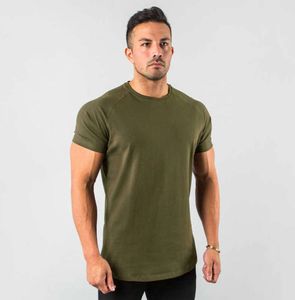 Herr t-shirts nya snygga vanliga toppar fitness män t kort ärm muskel joggar bodybuilding tshirt manlig gymkläder smal passform tee brasa kl54