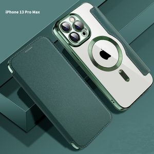 Skórzany portfel ze skóry Premium Case do Magsafe Case na iPhone14 13 12 11PROMAX 14PLUS bezprzewodowe ładowanie Poszyk przezroczystą okładkę zderzaka Flip Flip