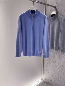 Herrtröjor Autumn och Winter Zipper Cashmere Casual Warm Sweaters Gray Light Blue Navy Blue