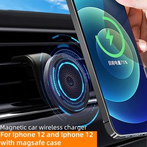 15W Magnetic Car Wireless Chargers Qi Phone Charger Wireless Air Vent för iPhone14 13 12 Pro Max Magnet Adsorb Charger för S23 S22 Obs 20