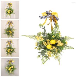 Fiori decorativi Ghirlanda di bosso Porta nuziale Frutta Artificiale Segno estivo Fiore giallo