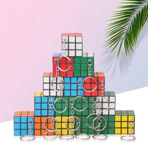 Keychains 60Pcs Mini Puzzle Cube Keychain Pendant Three-step Children Intelligence Toys Business Promotion Advertising Gifts