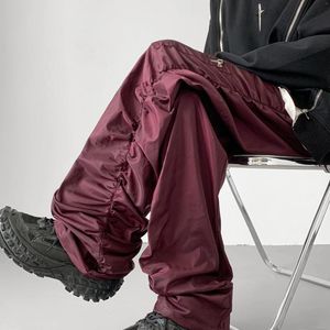 Herrbyxor 2023 Autumn Korean Style Unique Pleated Zippe Design Men Casual Loose For Trousers Size M-XXL