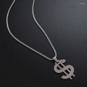 Pendant Necklaces Chain Necklace Men Dollar Stainless Steel Long Fashion Simple Hip Hop Jewelry 2023 WholesalePendant