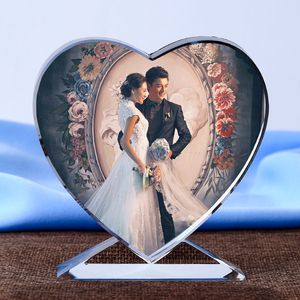 Bildramar 1st Novely Wedding Crystal Glass Po Frame Love Screen Diy Anpassad personlig barn födelsedagspresent Hemdekor Foto Montuur 230411