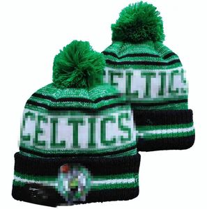 Celtics Beanies Boston Beanie Cap Wool Warm Sport Knit Hat Basketball North American Team randig sidelinje USA College manschetterade pom hattar män kvinnor a4