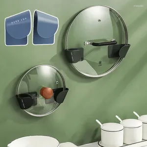 Kitchen Storage Wall-Mounted Pan Lid Organizer Holder Pot Cover Rack Multifunctional Self-Adhesive No Punching