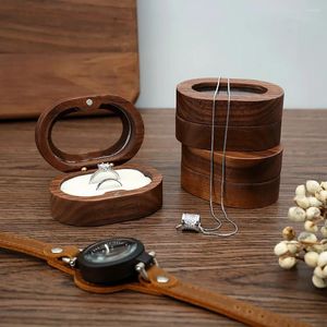 Biżuteria woreczka owalne drewniane pudełko sugerowane prezent na prezent ślubny magazynowanie pierścionka