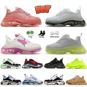 Triple S Sneakers para Homens Mulheres Sapatos Casuais Designer Plataforma Clear Sole Preto Multi Royal Azul Khaki Branco Cinza Vermelho Rosa Azul Verde Mens Treinadores Tênis 36-45