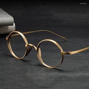 Солнцезащитные очки винтажные титановые очки для чтения мужчины женщины ретро -ретро -круглое рецепт