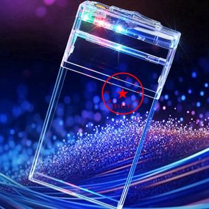 Senaste transparent abs rökning Preroll Cigarettlagring Box Portable Colorful LED Lamp Innovative USB Lighter Dry Herb Tobacco Housing Holder Stash Case