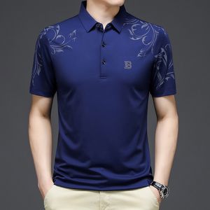 Camisa de pólo masculino de pólo masculino letra de manga curta impressão de pólo de verão Camisa masculina de pólo solto solto 230412