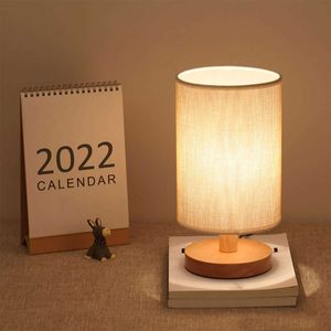 Schreibtischlampen USB Nachttischlampe Nachtlichter Tischlampe für Schlafzimmer Holz Schreibtischlampe Nachttischlampe mit Zylinder Lampenschirm Wohnkultur P230412