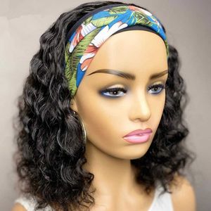 Hair Wigs Water Wave Headband Bob Wig Brazilian Short Curly Human for Women Glueless Wet and Wavy 230412