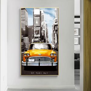 New York Yellow Taxi Tela Dipinto Tela Stampa Wall Art Picture For Living Room Home Decor Decorazione murale Frameless