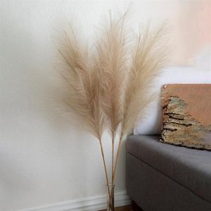 Dekorative Blumen Kränze 1PC Faux Pampas Gras Dekor Plume Künstliche Phragmites Australis Vase Dekorationen Gefälschte Schilf Pflanzen 2264