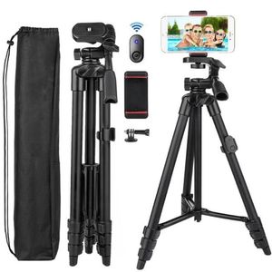 FreeShipping Cell Phone Tripod 55InchセルフィースティックトリプードBluetoothリモコンパンパンヘッド旅行ポータブルトリポードスタンド