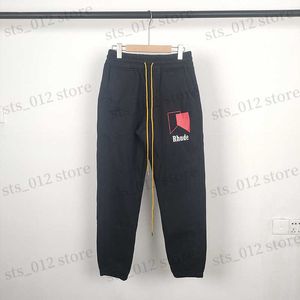 Calças masculinas 2022 Rhude Autumn/Winter New Plush Sweetpants Sortgings Street Sports Loose Drawtring Casual T230412