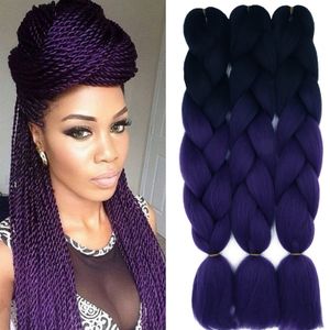 24 '' Ombre Jumbo Braiding Hair Extensions Afro Box Trecce 2 3 4 Tone Capelli sintetici per tessitura