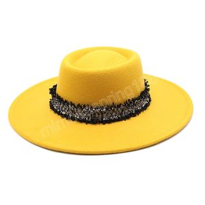 Fedoras Kadınlar İçin Şapka Erkek 9.5cm genişliğinde Kilise Düğün Dolate Resmi Şapka Klasik Bowler Caz Cap Feminino Gorra