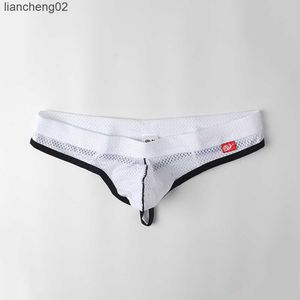 Unterhose Männer Atmungsaktive Mesh-Slips Transparente Unterhose Bequemes Höschen Ausbuchtungsbeutel G-String T-Back-Zapfen Sport Panites Unterwäsche W0412