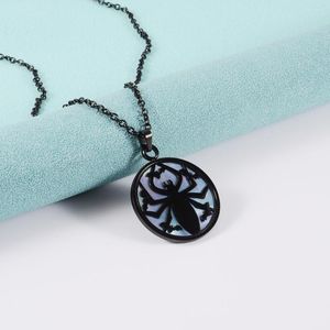 Pendant Necklaces 1 PC 24 " Steel Black Electroplated Spider Stainless Necklace Fashion Copper Chain Jewelry