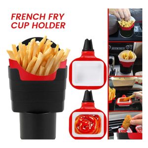 Bilhållare French Fry Cup för Incar Sauce Tray and Burger Fixed Air Vent Clip Set Accessories Dip Delivery Mobiles Motorcyklar DH7NA