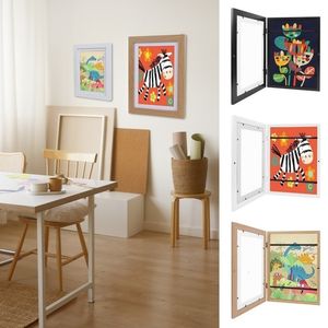 Picture Frames Children Art tory Front Opening Po Display Artwork Oil Painting Storage Box Drawing Decor 230411