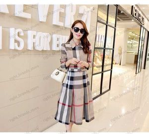 Abiti casual Designer Spring Women Dress Summer Long Sleeve Stand Collar Plaid Party Work Business Shirt Abiti Abbigliamento T230412