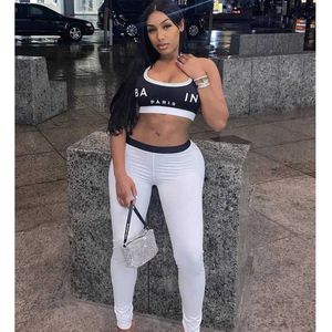 Luxury Sleeveless vest Top Womens Sports Set Brand Designer Tracksuits Summer Quick Dry Breathable Two Piece trousers Sweatpants