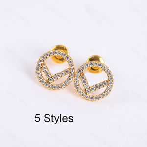 Stud Diamond Earrings Designer for Mens Women Gold Hoop Earring F 925 Silver Luxury Hoops Brand Letter Design Dangle Small Fashion Jewelry with Box