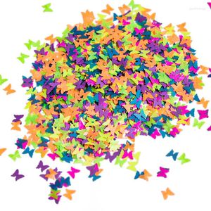 Glitter per unghie 500 g/pacco Fluorescenza a forma di farfalla Cuore Art Flakes Paillettes al neon 3D Punte per manicure polacche