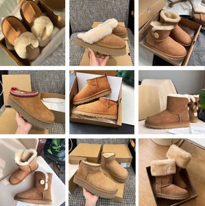 Austrália designer mulheres bota de neve bailey castanha tazz ug botas inverno fivela pele meio joelho curto senhora pele de carneiro e lã cabelo integrado chinelos tasman gj124