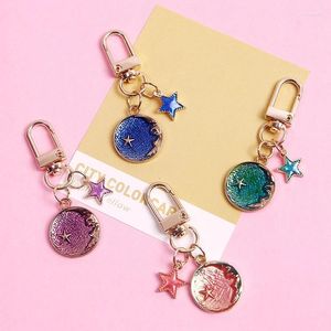 Keychains 2023 Söt Moon Star Keychain Hight Quality Acrylic Trinka Clear Metal Key Chains Car Bag Pendent For Women D427