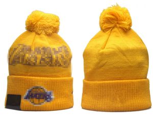 Lakers Beanies Los Angeles Beanie Cap Wolle Warme Sport Strickmütze Basketball North American Team Gestreifte Sideline USA College Cuffed Pom Hats Männer Frauen a13