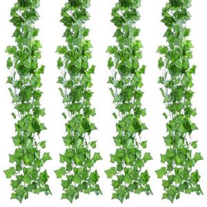 12pcs 2M Artificial Ivy green Leaf Garland Plants Vine Fake Foliage Home Decor Plastic Rattan string Wall Decor Artificial Pant1260A