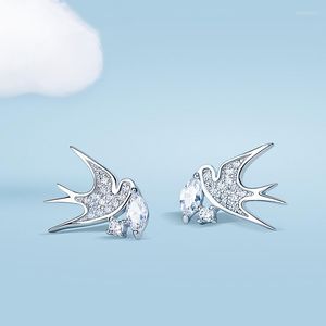 Kolczyki stadniskie Karopel 925 Sterling Silver Color Spring Collection Ptak Swallow With Nest for Women Fine Jewelry Gift