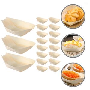 Dinnerware Sets 200 Pcs Disposable Wooden Boat Sushi Serving Tray Plate Cooking Trays Egg Cake Pan